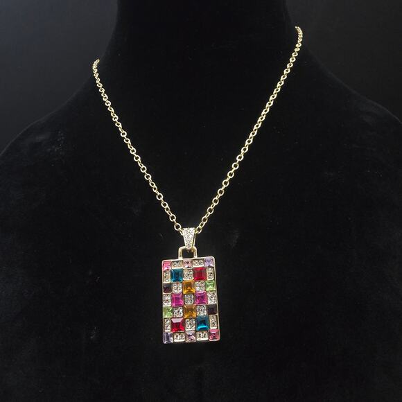 JTV Off Park Collection Necklace Golorful Rhinestone Geometric - Picture 6 of 7